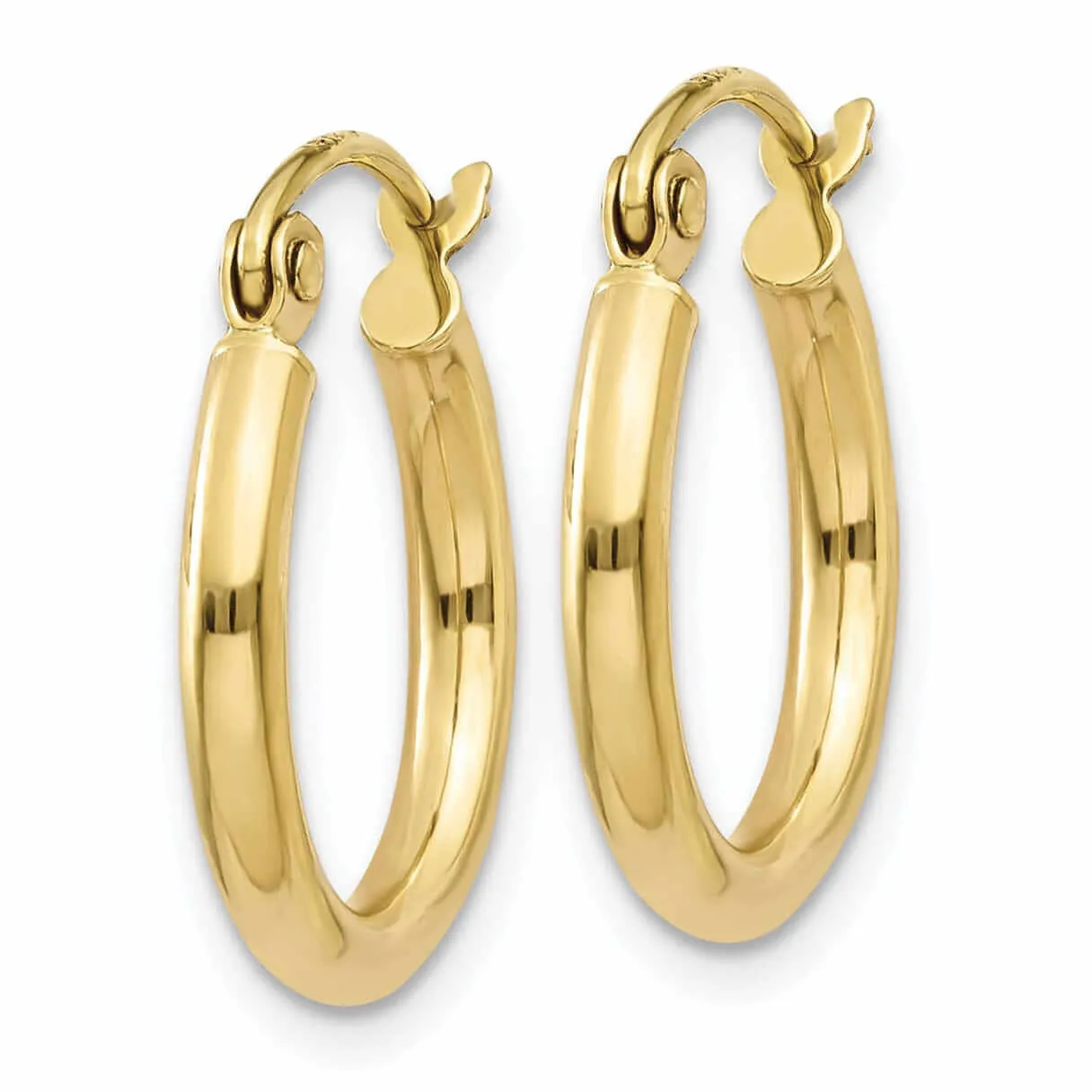 10k Yellow Gold Polished 2MM Round Classic Hoop Earrings