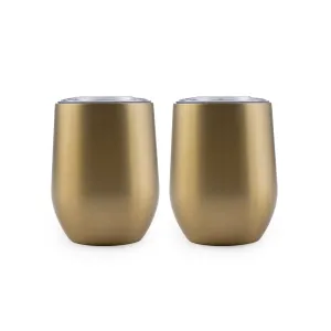 12 Oz Gold Wine Tumblers, Set of 2