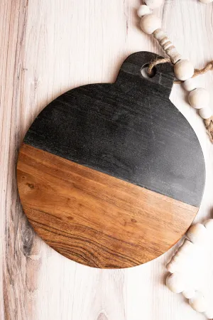 12 x 10 Seraphina Marble and Wood Round Serving Board