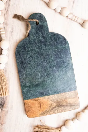 12 x 6.5 Callisto Green Marble and Wood Serving Board