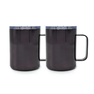 16 Oz Black Coffee Mugs, Set of 2