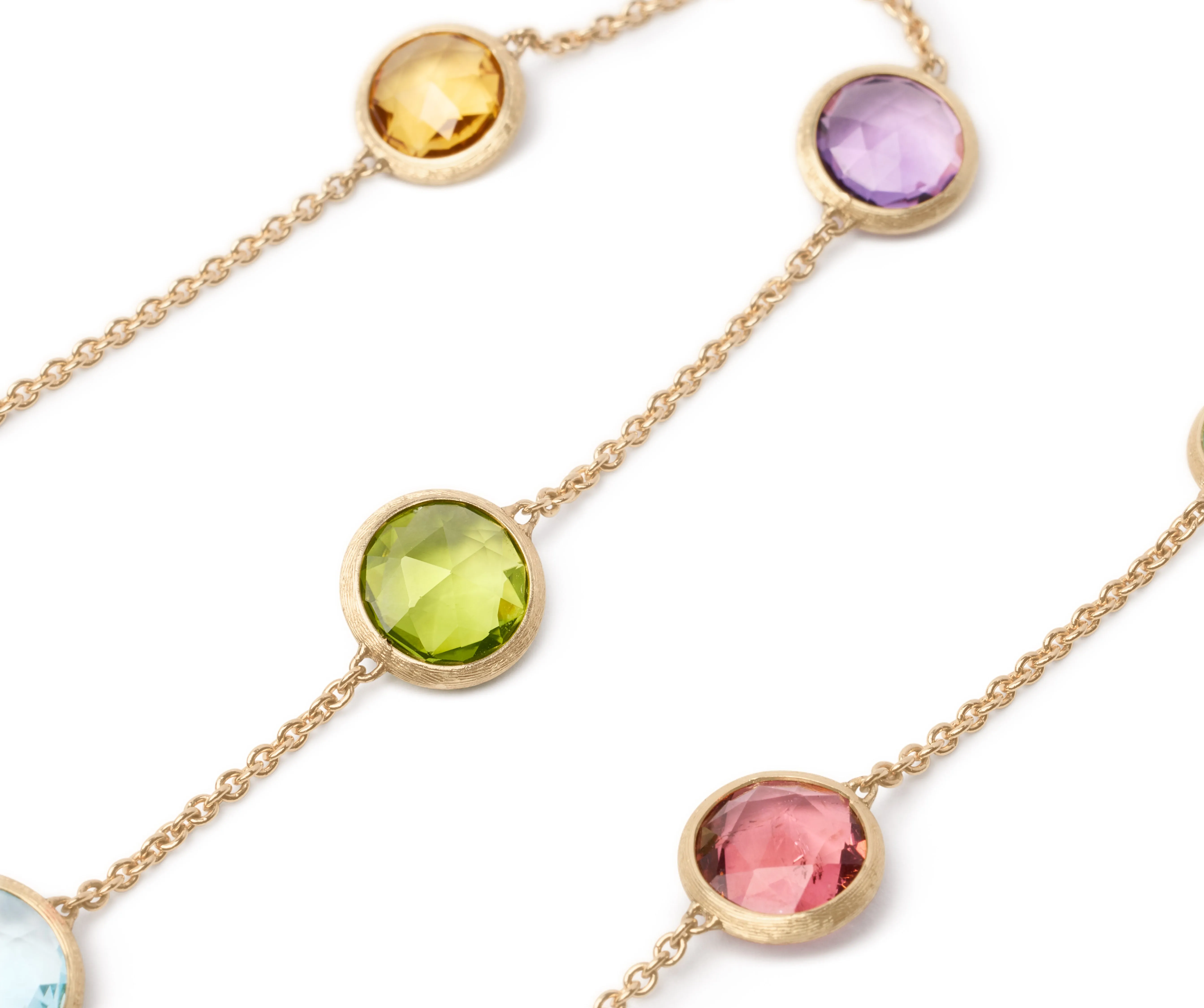 18K Yellow Gold Short Gemstone Necklace
