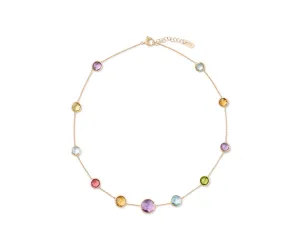 18K Yellow Gold Short Gemstone Necklace