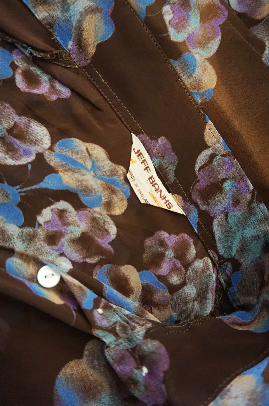 1970s Rare Jeff Banks Extreme Pointed Collar Floral Shirt