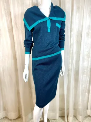 1980's Turquoise Trim Knit Outfit