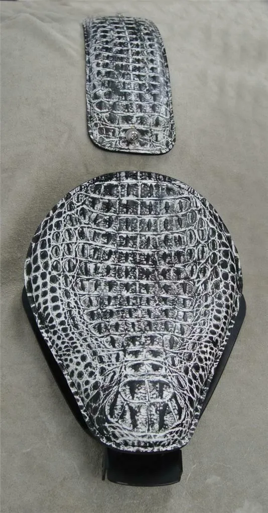 2010-2022  Sportster Harley Black Seat Conversion Kit & P-pad & White Gator48 cs