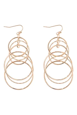 6 WIRE CIRCLES LAYERED EARRINGS