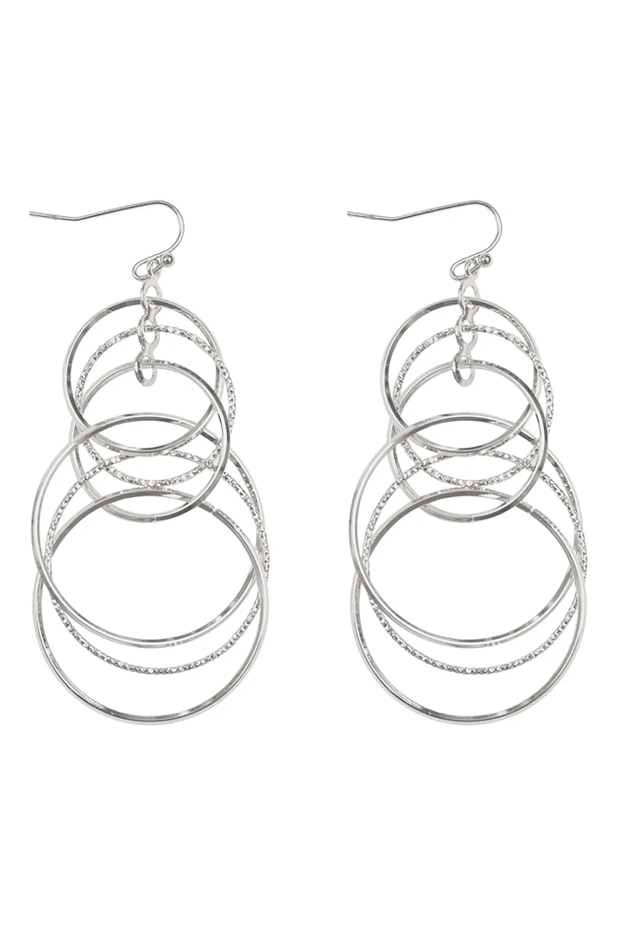 6 WIRE CIRCLES LAYERED EARRINGS