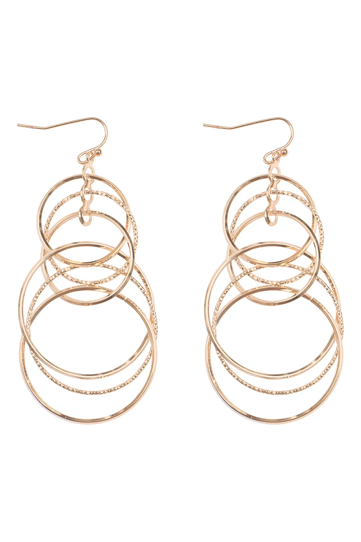 6 WIRE CIRCLES LAYERED EARRINGS
