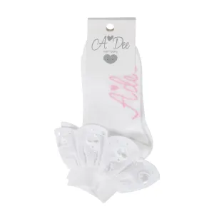 A DEE - Lenni Chic Chevron Broderie Anglaise Ankle Socks  - White