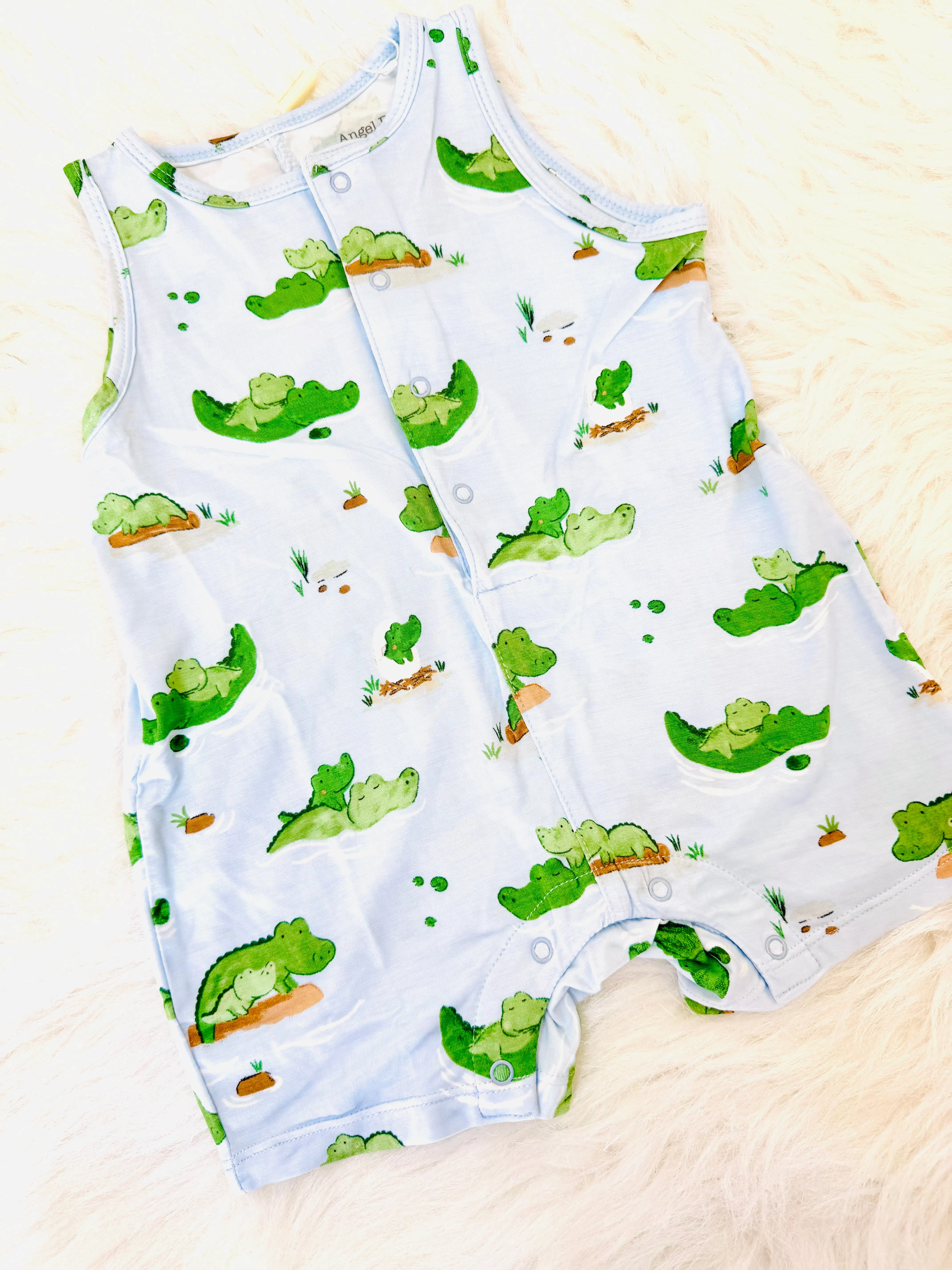 Alligators Blue Sleeveless Shortie Romper