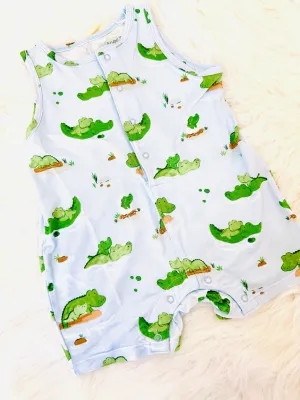 Alligators Blue Sleeveless Shortie Romper