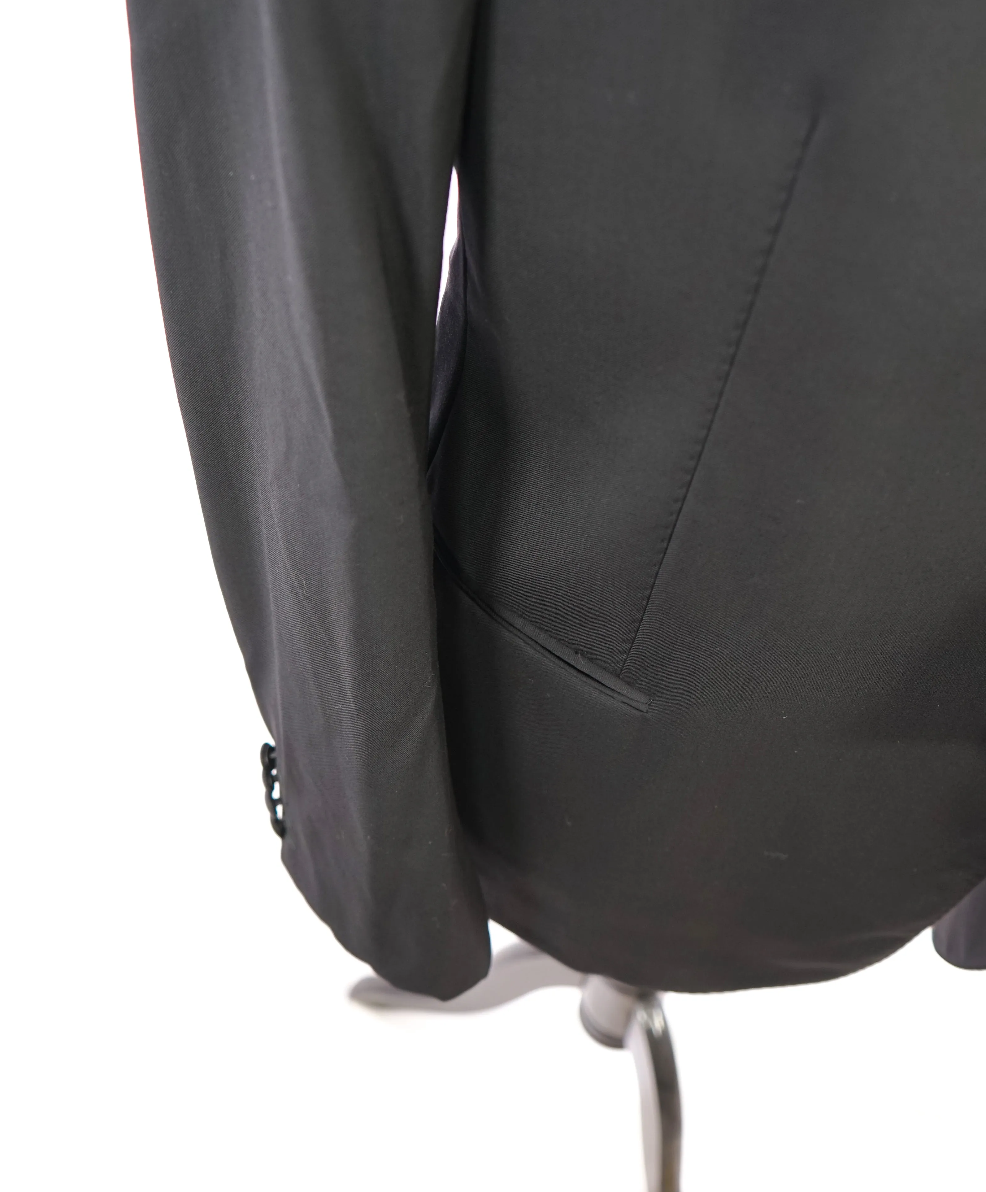 ARMANI COLLEZIONI -  "M Line" Slim Peak Lapel Black Tuxedo Suit - 48R