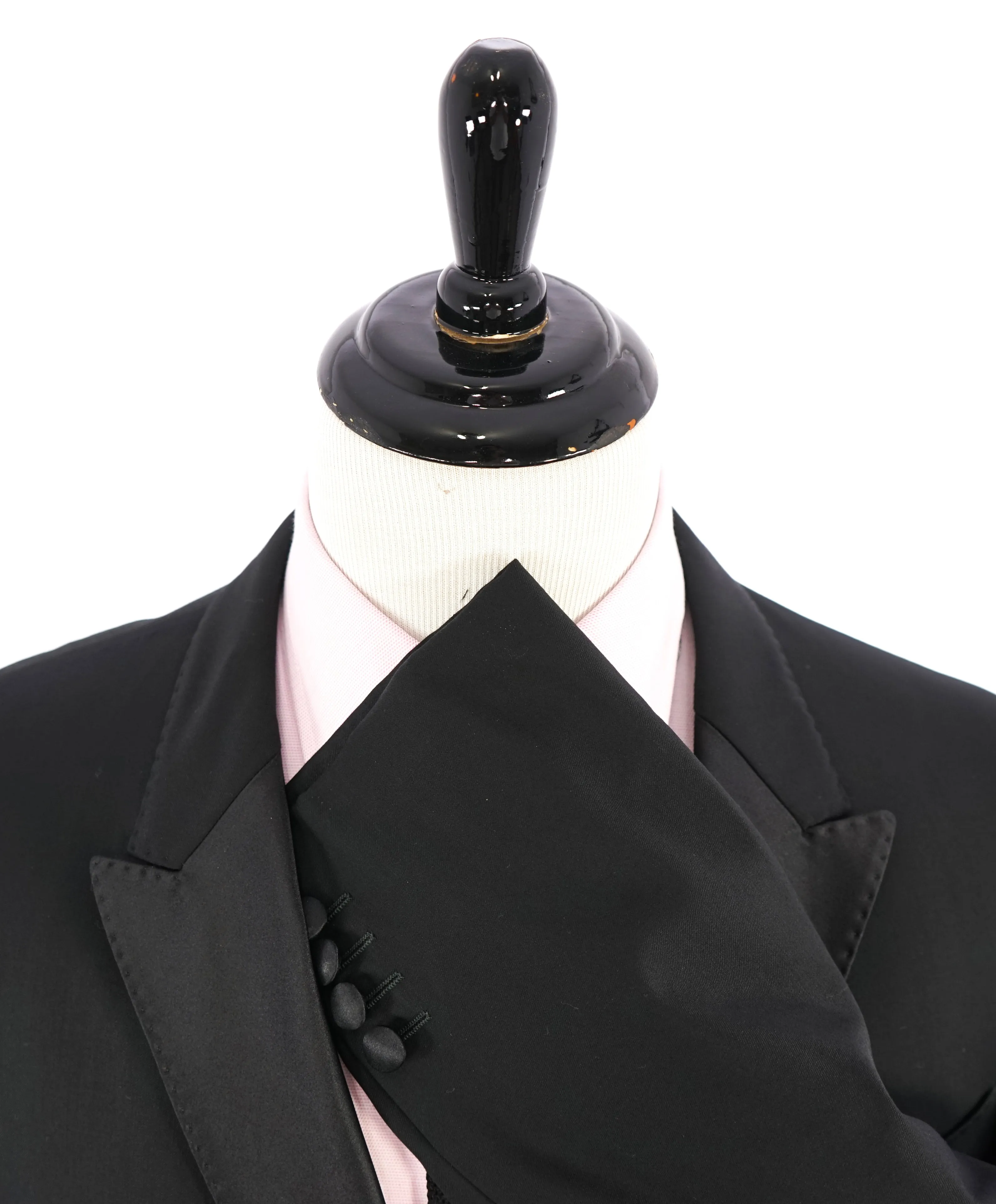 ARMANI COLLEZIONI -  "M Line" Slim Peak Lapel Black Tuxedo Suit - 48R