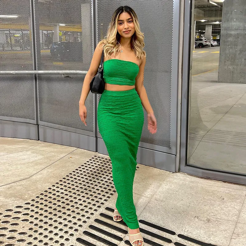 Bandeau Tube Top & Long Skirt Set