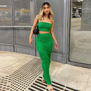 Bandeau Tube Top & Long Skirt Set