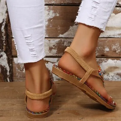 Beaded PU leren sandalen met open teen