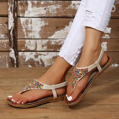 Beaded PU leren sandalen met open teen