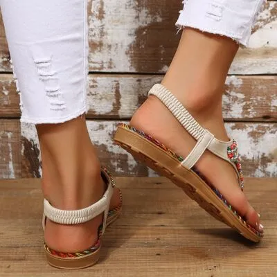 Beaded PU leren sandalen met open teen