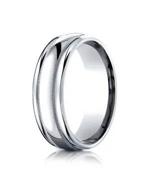 Benchmark Palladium 7.5mm Comfort-Fit Milgrain High Polish Carved Design Wedding Band Ring