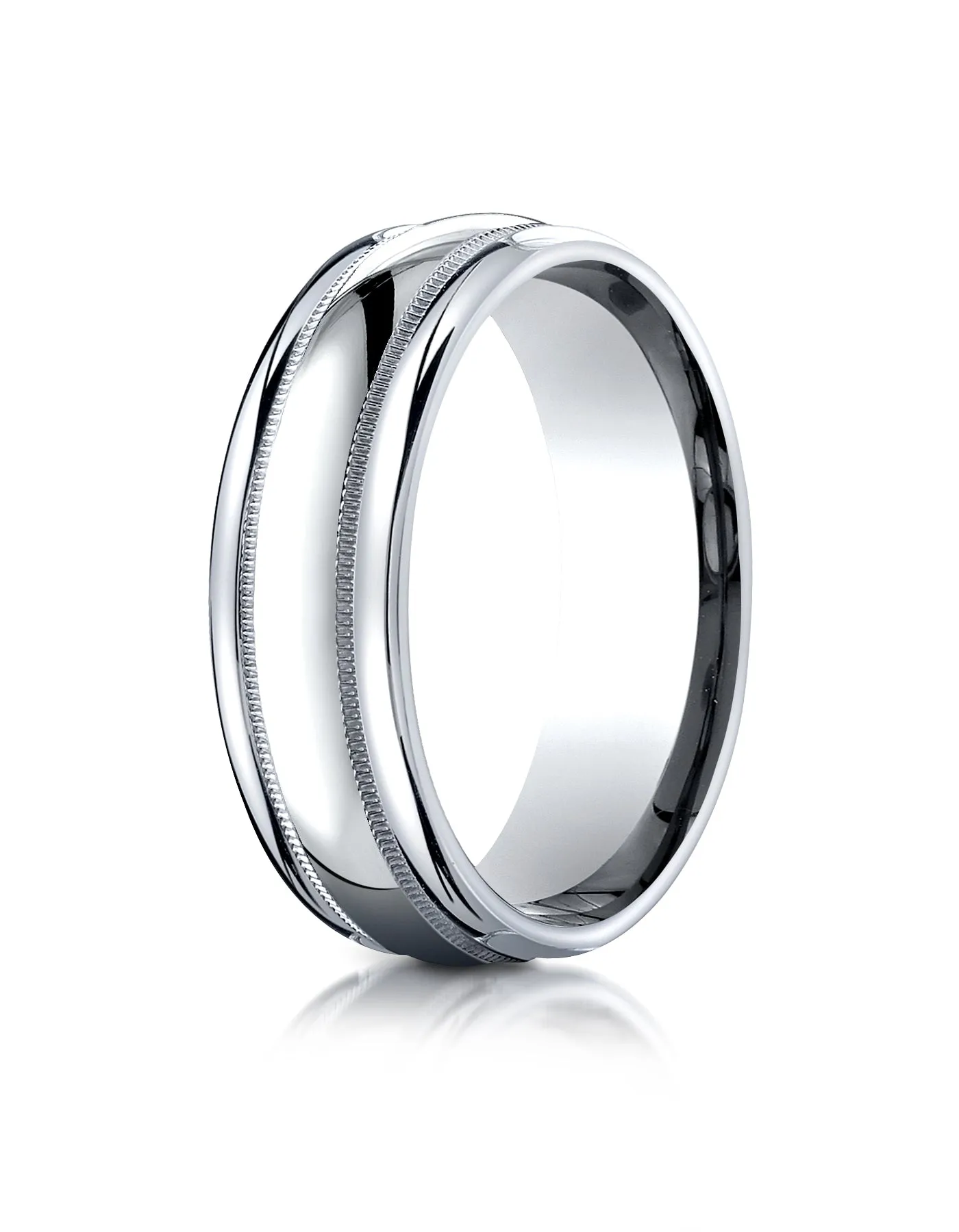Benchmark Palladium 7.5mm Comfort-Fit Milgrain High Polish Carved Design Wedding Band Ring
