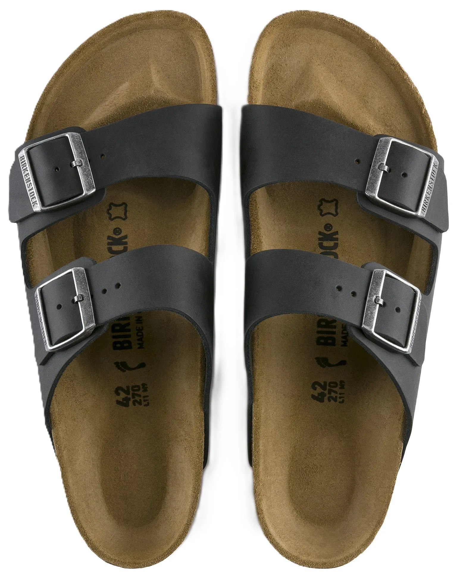Birkenstock Arizona Sandals - Black Oiled Leather | Comfortable Cork Footbed