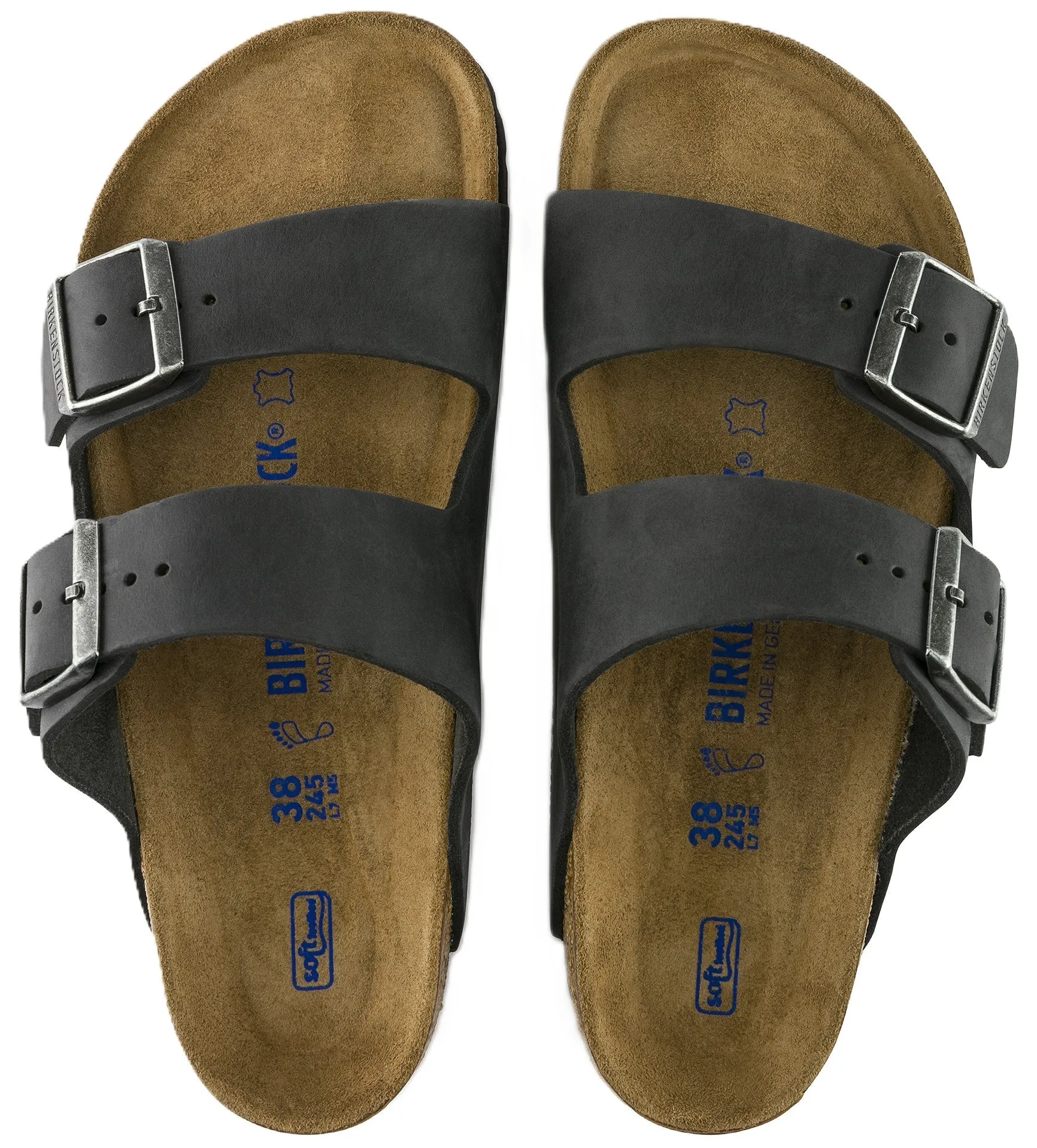 Birkenstock Arizona Sandals - Black Oiled Leather | Soft Footbed
