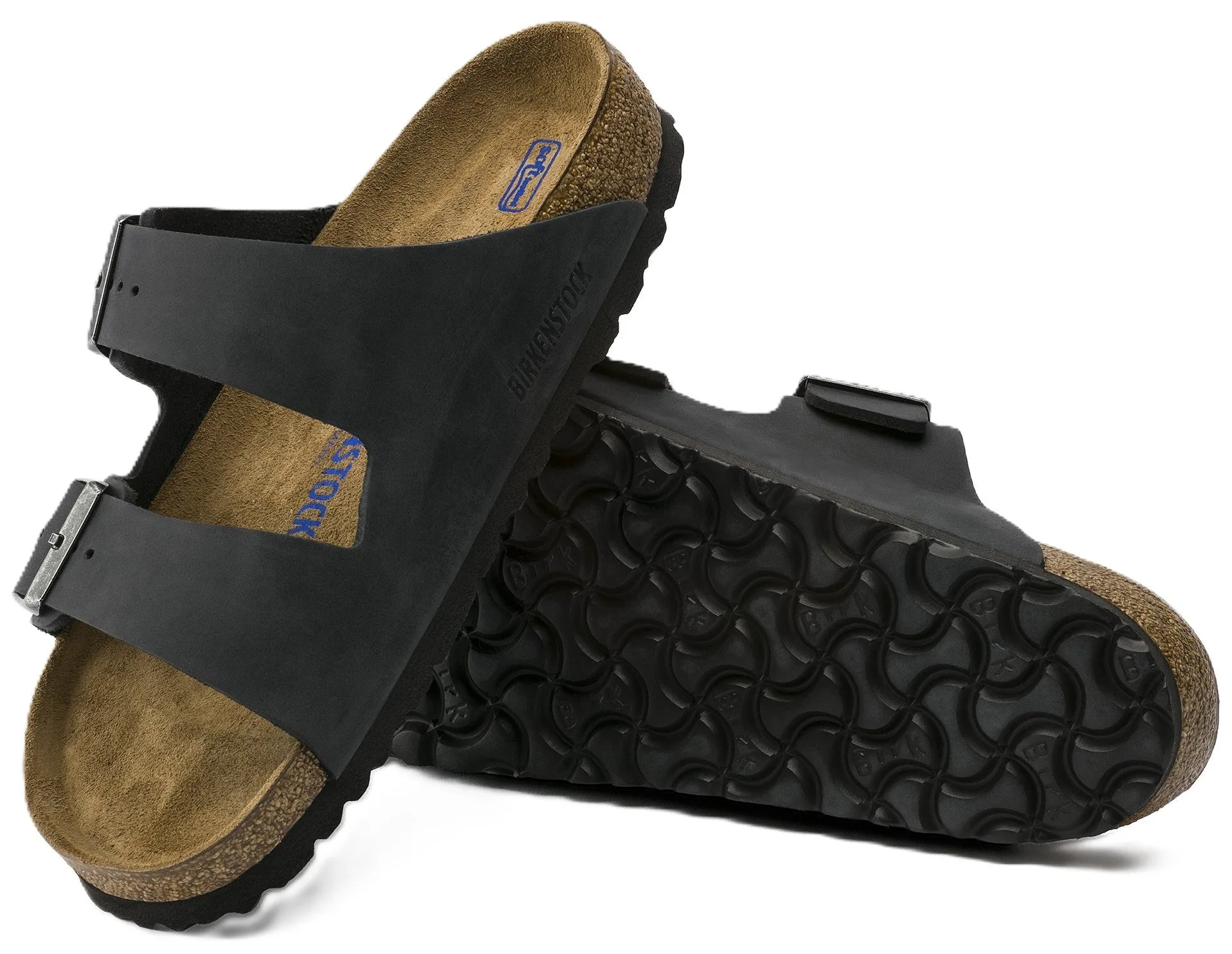 Birkenstock Arizona Sandals - Black Oiled Leather | Soft Footbed