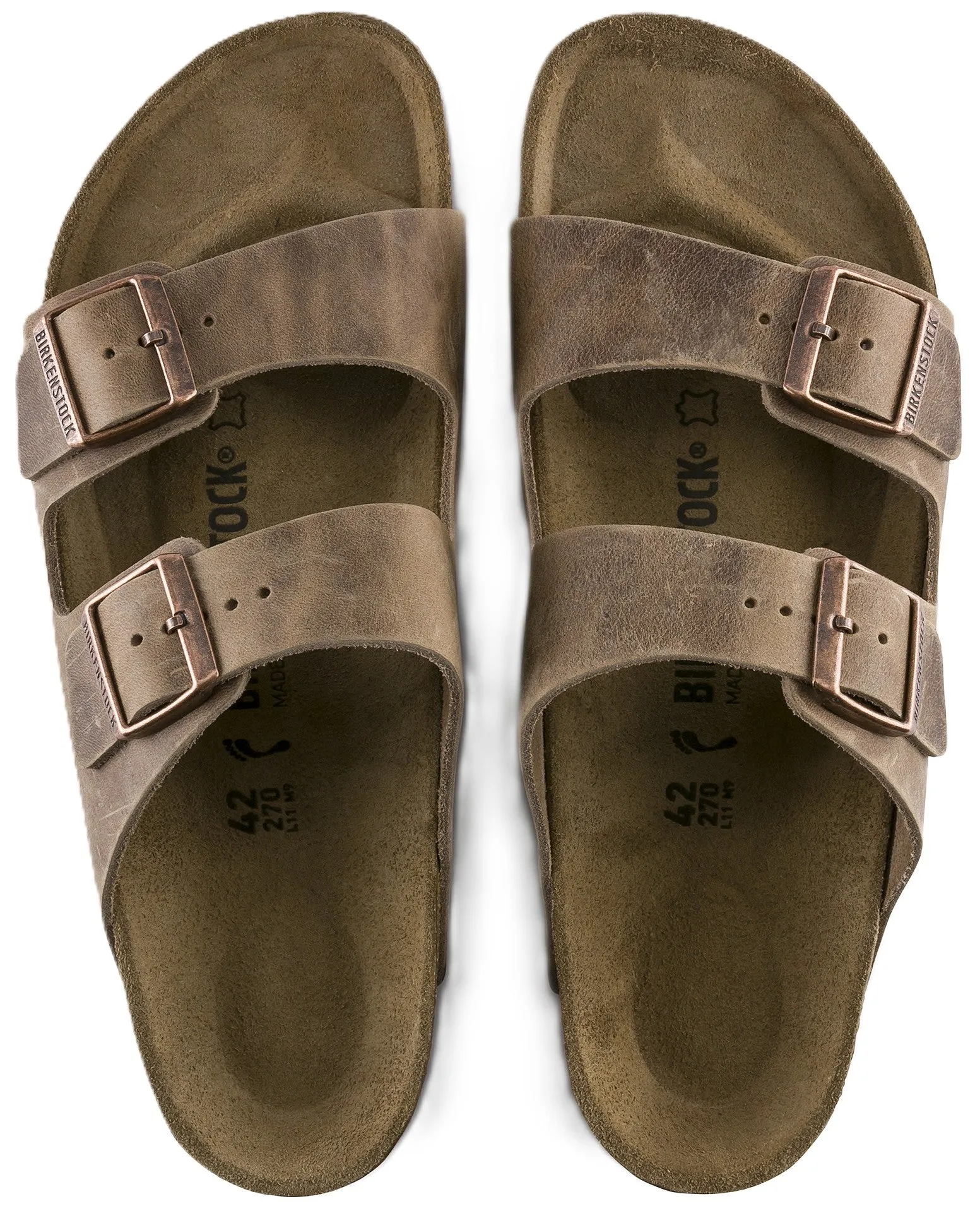 Birkenstock Arizona Sandals - Tobacco Brown Oiled Leather | Comfortable Cork Footbed