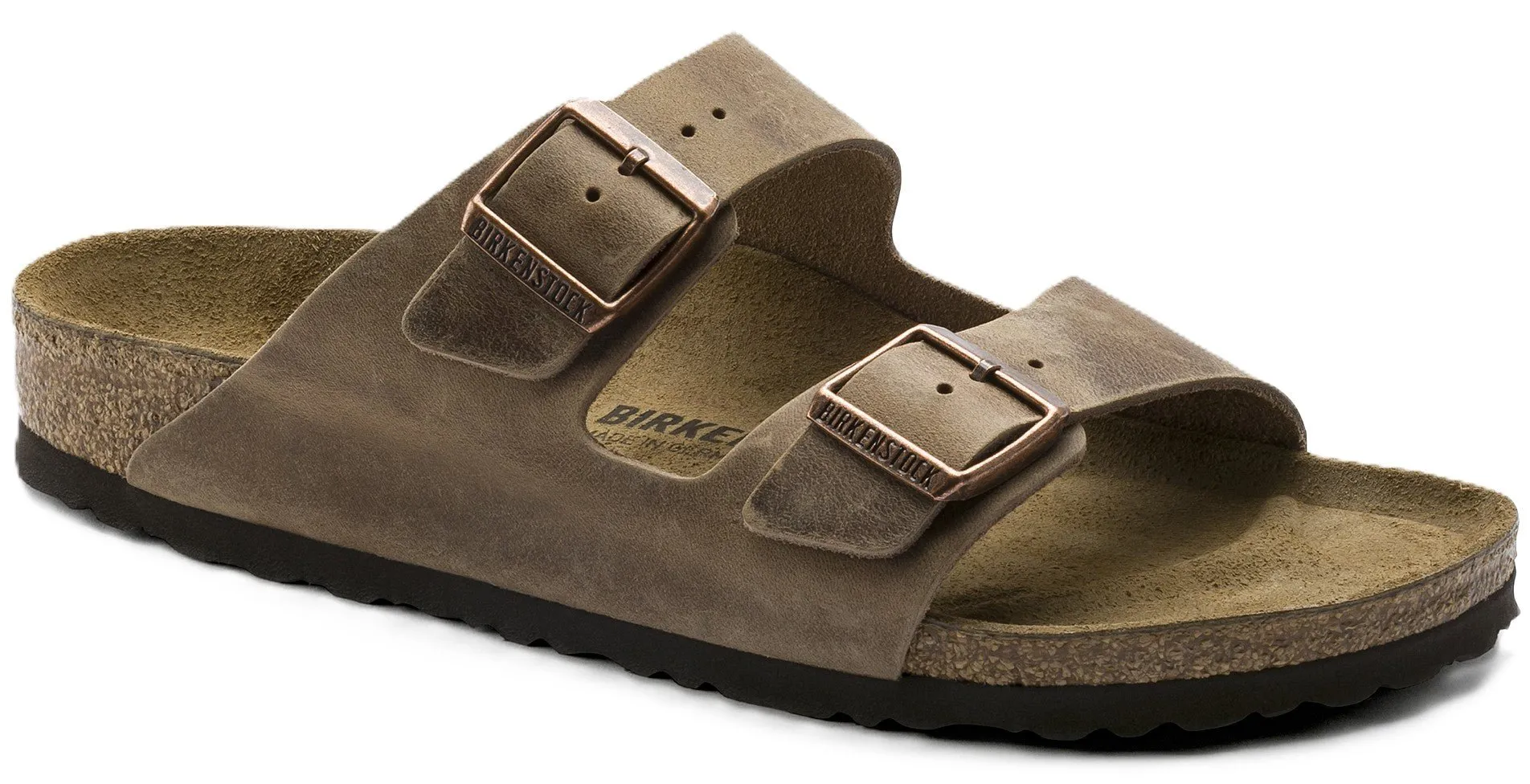 Birkenstock Arizona Sandals - Tobacco Brown Oiled Leather | Comfortable Cork Footbed