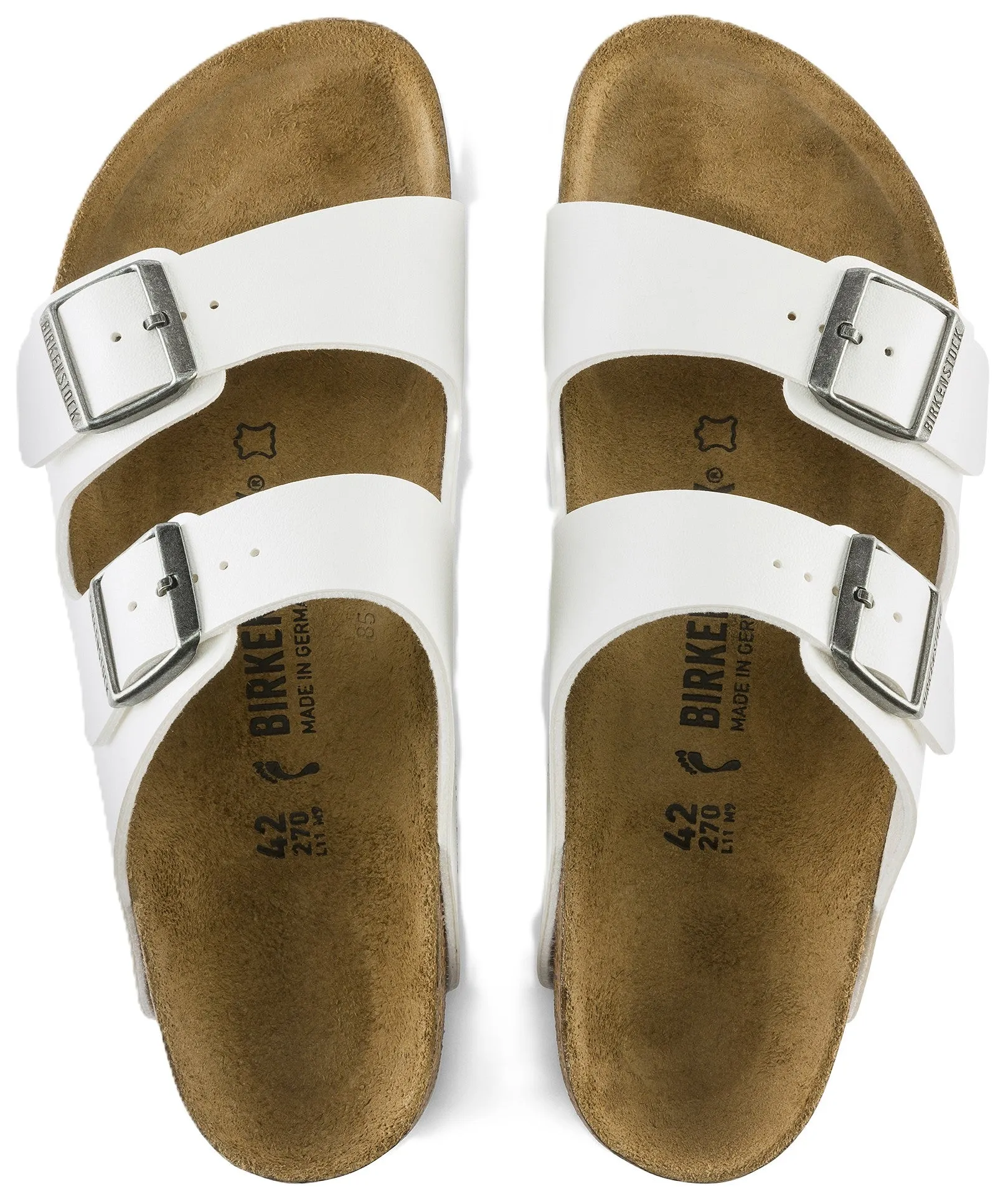 Birkenstock Arizona Sandals - White Birko-Flor | Comfortable Cork Footbed