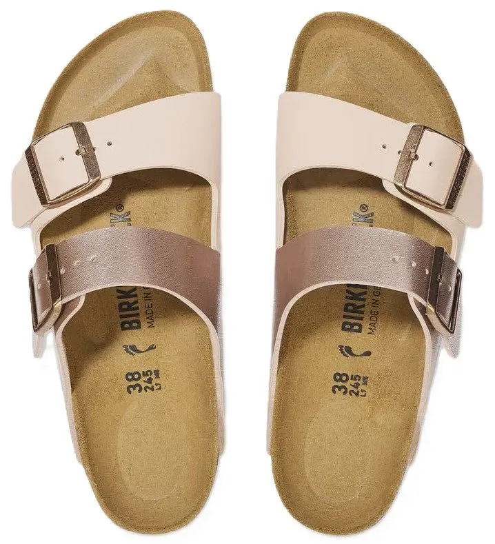 Birkenstock Arizona Split Sandals - New Beige/Copper Birko-Flor | Comfortable Cork Footbed