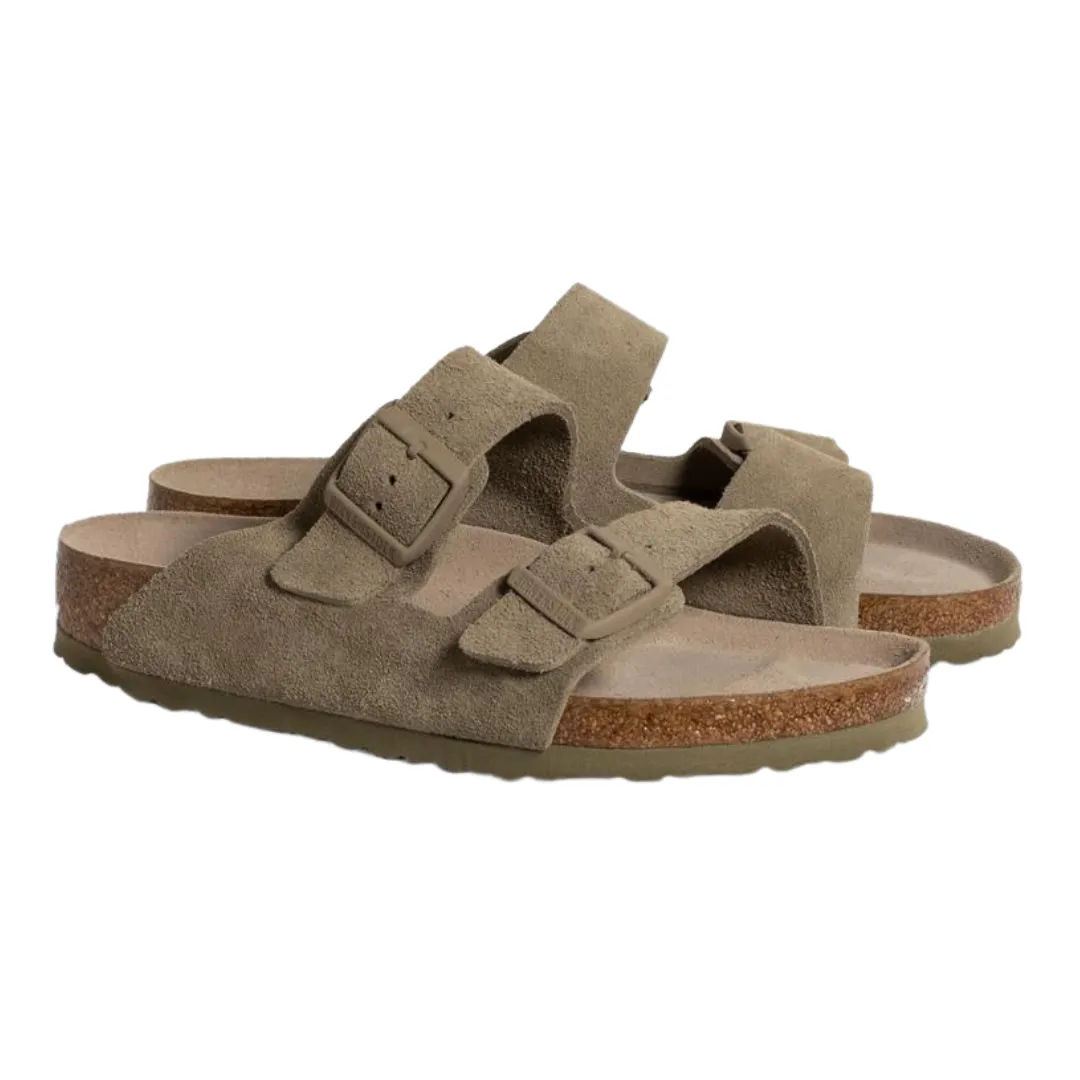 Birkenstock Arizona Suede Leather Faded Khaki Soft Footbed Sandals
