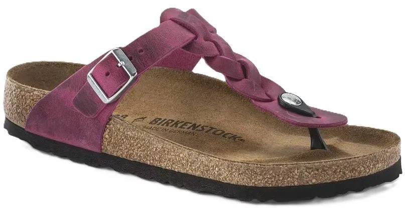 Birkenstock Gizeh Braided Sandals - Festival Fuchsia Oiled Leather | Comfortable Cork Footbed