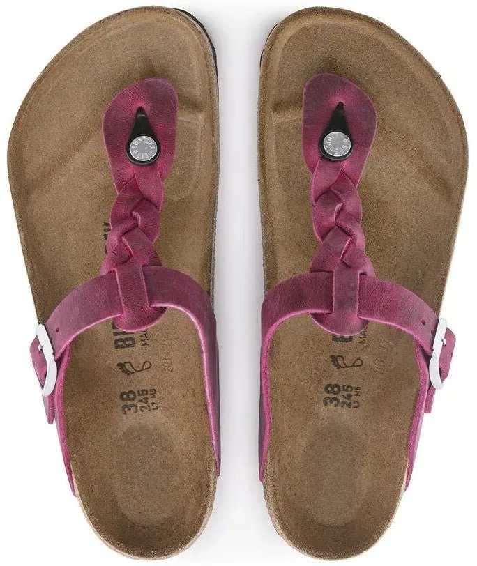 Birkenstock Gizeh Braided Sandals - Festival Fuchsia Oiled Leather | Comfortable Cork Footbed