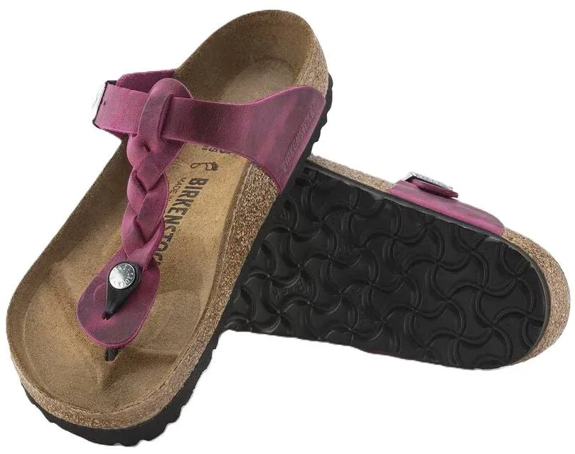 Birkenstock Gizeh Braided Sandals - Festival Fuchsia Oiled Leather | Comfortable Cork Footbed