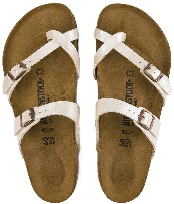 Birkenstock Mayari Sandals - Graceful Pearl White Birko-Flor | Comfortable Cork Footbed