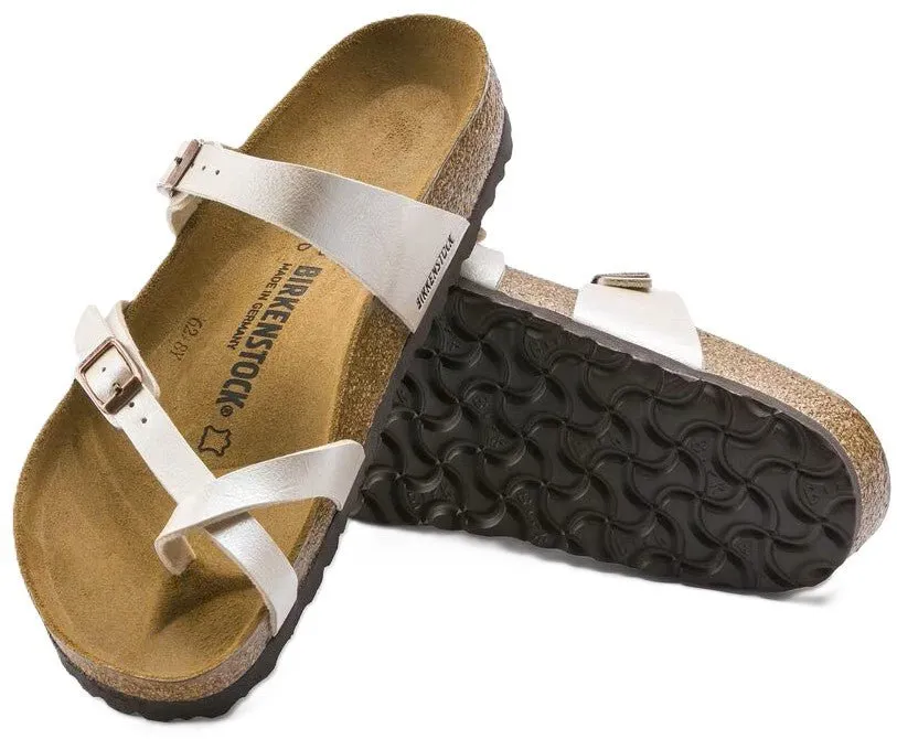 Birkenstock Mayari Sandals - Graceful Pearl White Birko-Flor | Comfortable Cork Footbed