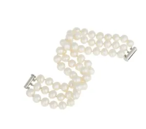 Birks Silver Triple Strand Fresh Water Pearl Bracelet