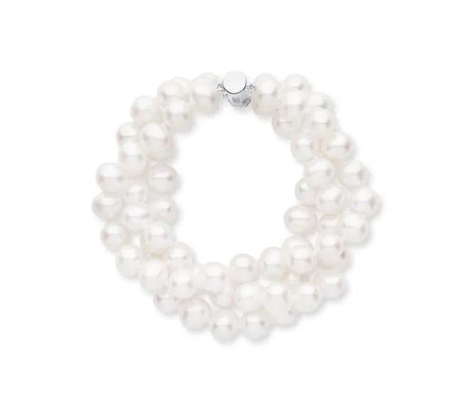 Birks Silver Triple Strand Fresh Water Pearl Bracelet