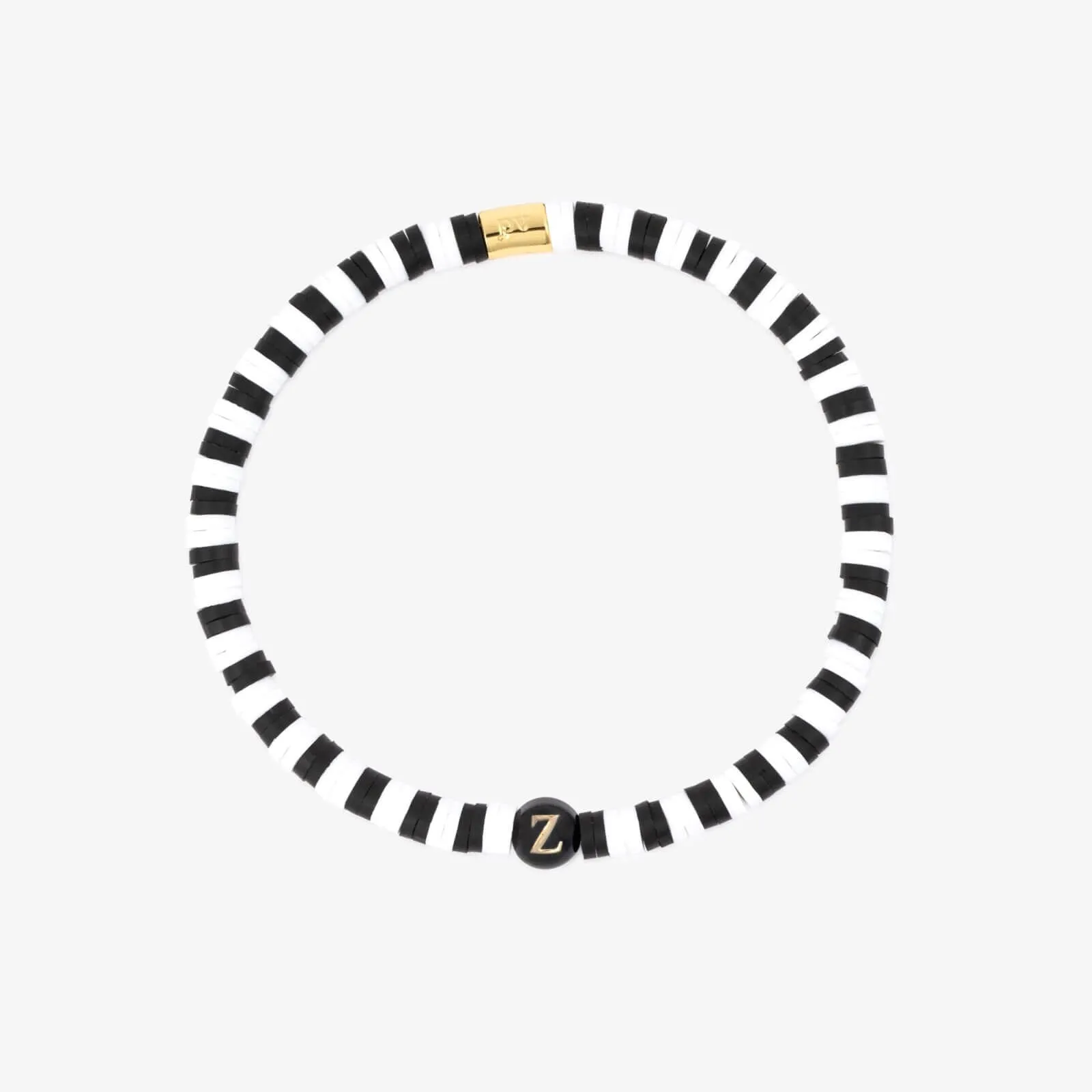 Black and White Alphabet Stretch Bracelet