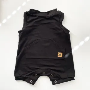 Black Bamboo Shortie Snap Romper