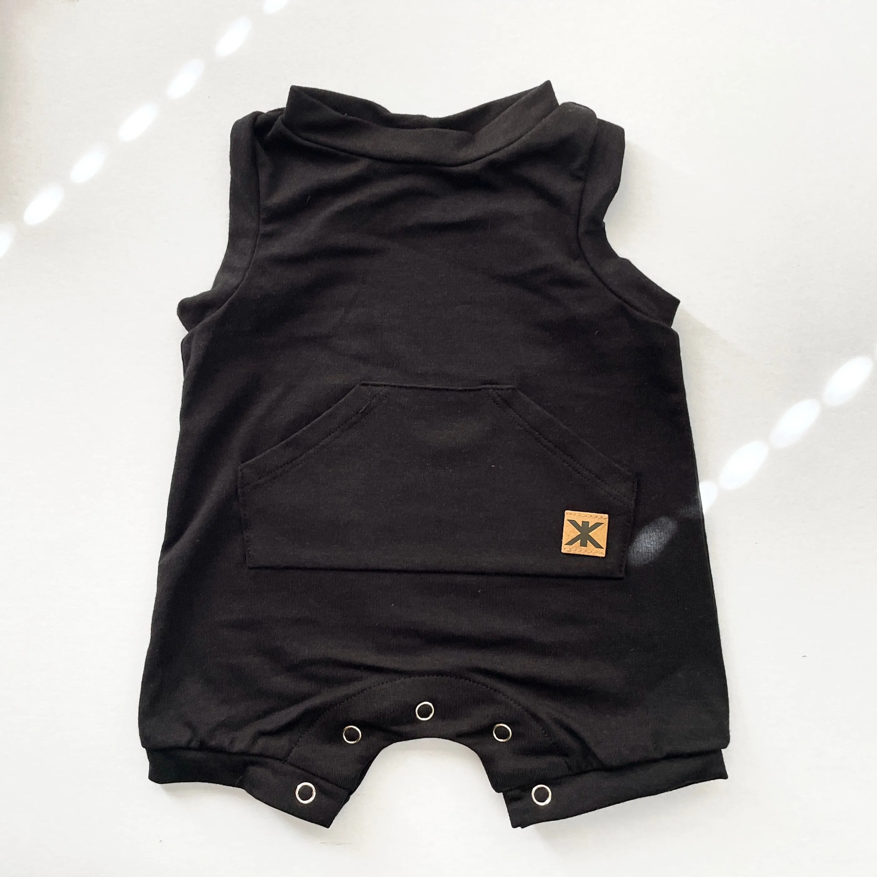Black Bamboo Shortie Snap Romper