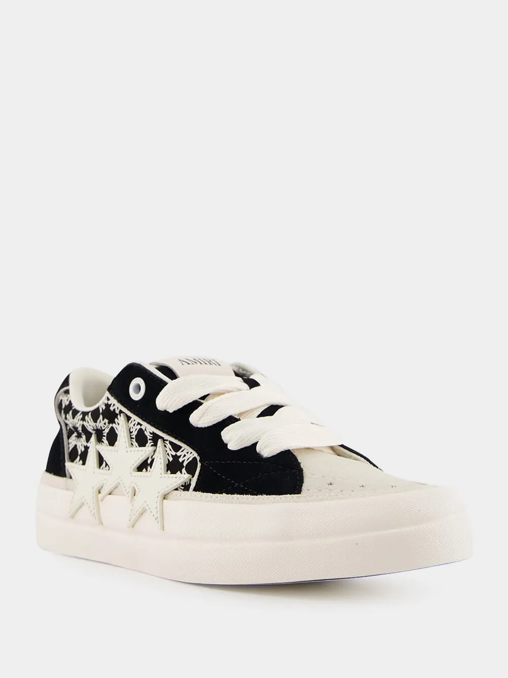 Black Sunset Skate Cotton Leather Low-Top Sneakers