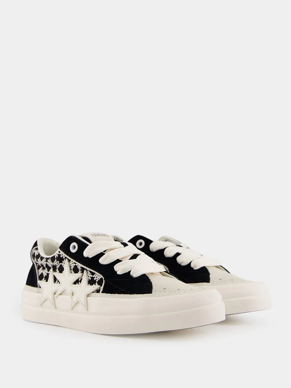 Black Sunset Skate Cotton Leather Low-Top Sneakers