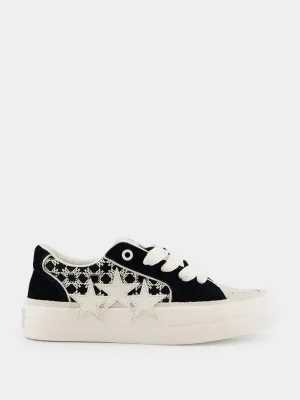 Black Sunset Skate Cotton Leather Low-Top Sneakers