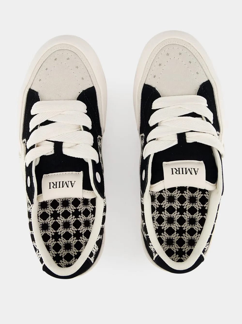 Black Sunset Skate Cotton Leather Low-Top Sneakers