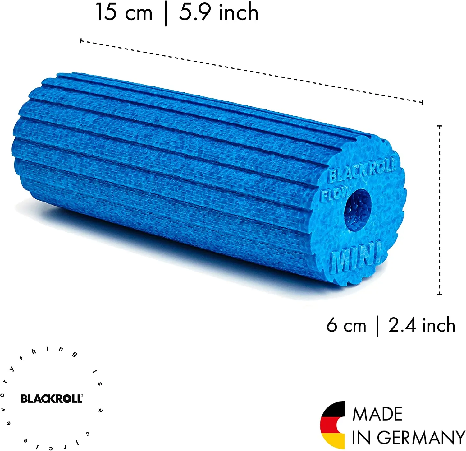 BLACKROLL - Mini Flow Foam Roller, Compact and Massage Tool for Feet, Hands, and Arms, Ideal for Travel and Plantar Fasciitis Relief, Perfect for Exercise, Massage, and Muscle Recovery, 6" x 2"