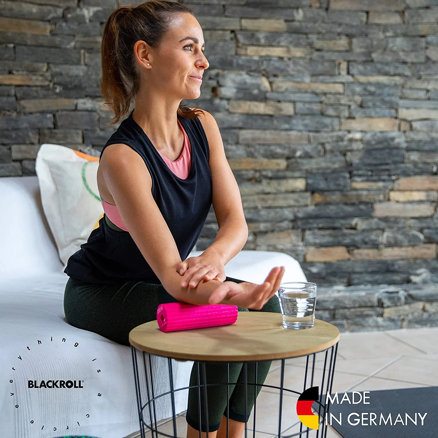 BLACKROLL - Mini Flow Foam Roller, Compact and Massage Tool for Feet, Hands, and Arms, Ideal for Travel and Plantar Fasciitis Relief, Perfect for Exercise, Massage, and Muscle Recovery, 6" x 2"