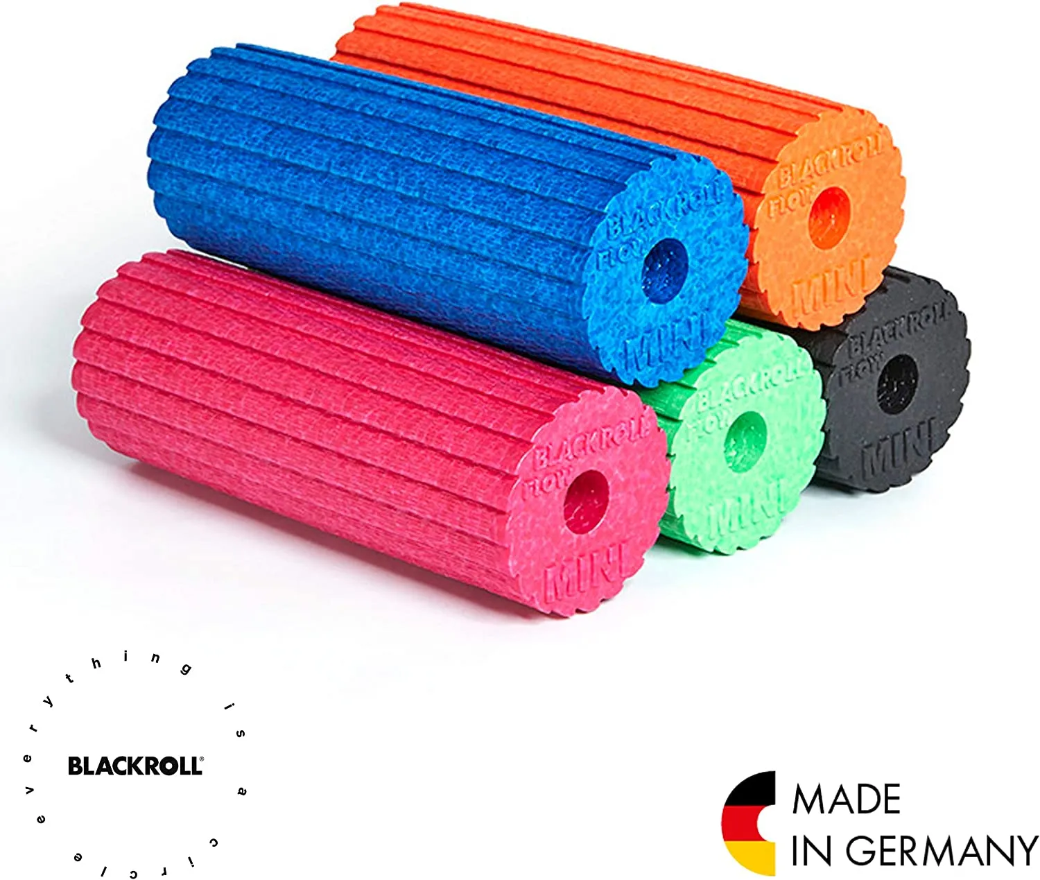 BLACKROLL - Mini Flow Foam Roller, Compact and Massage Tool for Feet, Hands, and Arms, Ideal for Travel and Plantar Fasciitis Relief, Perfect for Exercise, Massage, and Muscle Recovery, 6" x 2"